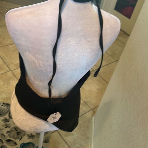 OW Collection Size M Venus Glossy Top Black Asymmetrical Halter Going Out Tank - Picture 12 of 16